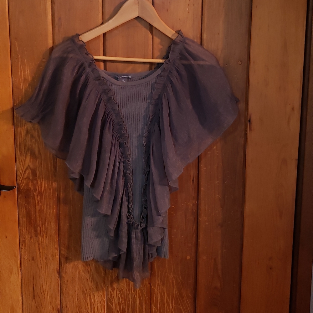 Isabella Rodriguez Flowy Shimmer Top - Grey M